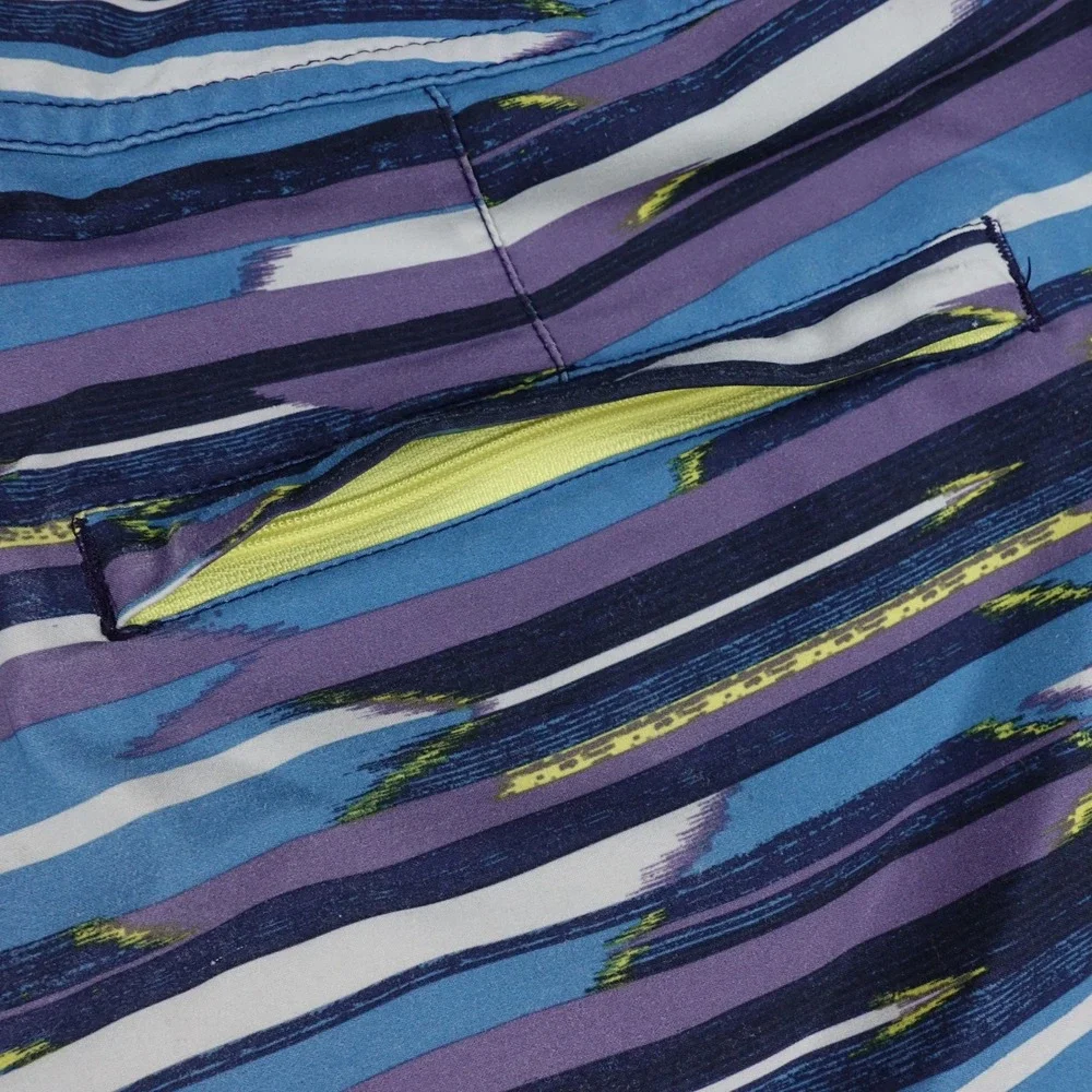 Prana Board Shorts Men's 36 Ikat Stripe Blue Purple Stretch